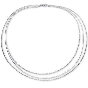 Sterling silver triple omega strand 17” collar necklace by Giani Bernini